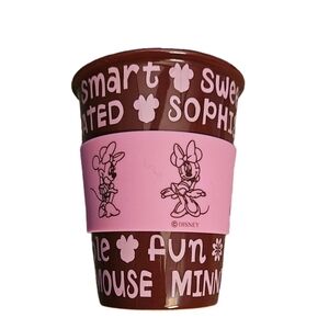 Disney Parks Minnie Mouse Ceramic Coffee Tea Cup Rubber Grip Sweet Sophisticated